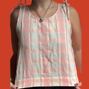 Madewell plaid tank top with bow details